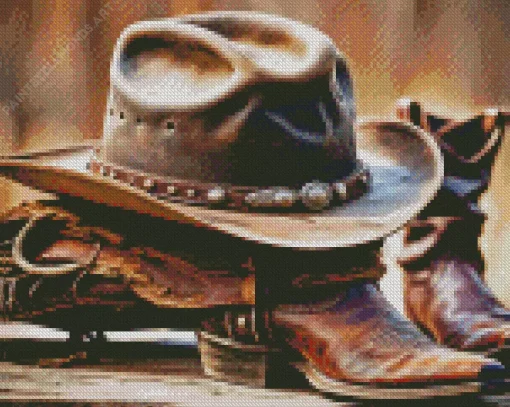 Boots And Cowboy Hat Diamond Painting