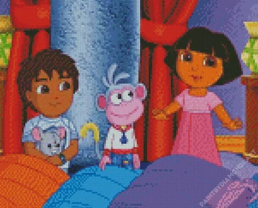 Boots Dora And Diego Diamond Painting