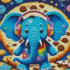 Cool Elephant With Headphones Diamond Painting