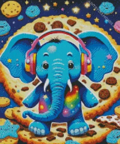 Cool Elephant With Headphones Diamond Painting