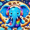 Cool Elephant With Headphones Diamond Painting