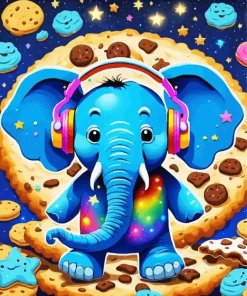 Cool Elephant With Headphones Diamond Painting