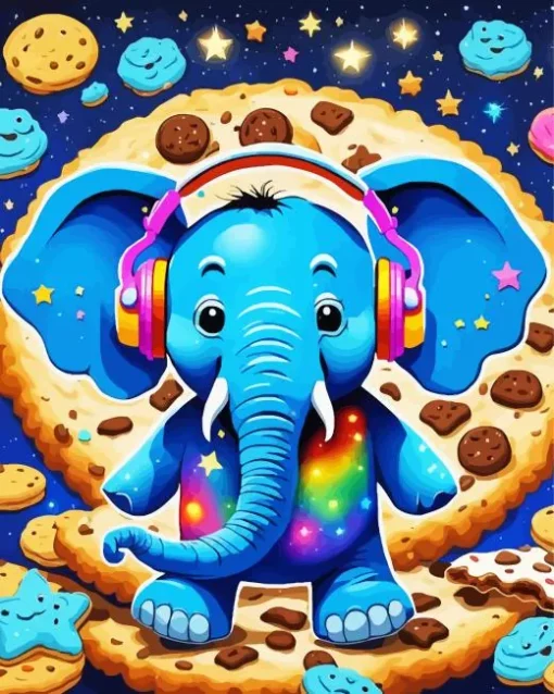 Cool Elephant With Headphones Diamond Painting