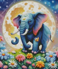 Elephant Moon Diamond Painting