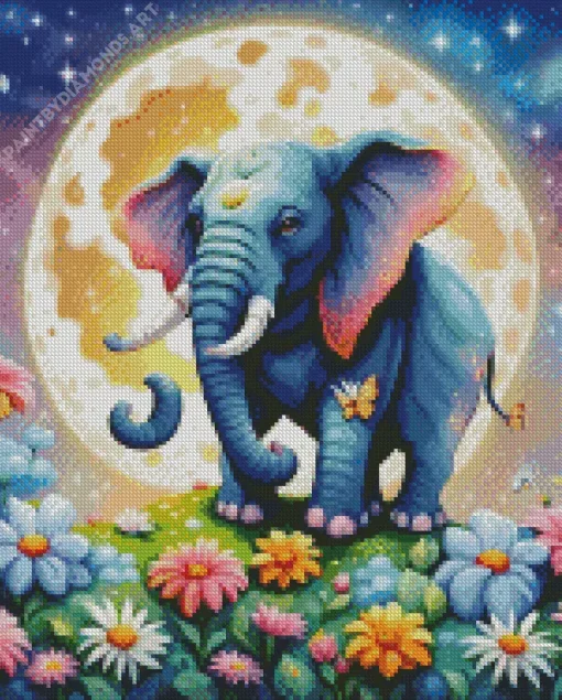 Elephant Moon Diamond Painting