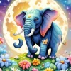 Elephant Moon Diamond Painting