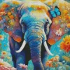 Elephant With Butterflies Art Diamond Painting