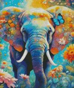 Elephant With Butterflies Art Diamond Painting