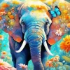 Elephant With Butterflies Art Diamond Painting