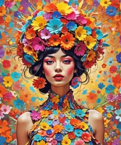 Flower In Head Art Diamond Painting