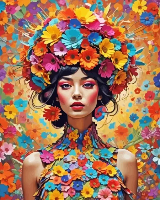 Flower In Head Art Diamond Painting