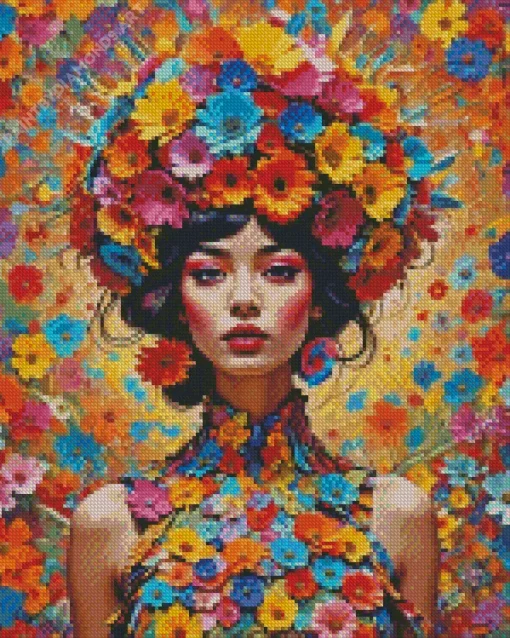 Flower In Head Art Diamond Painting