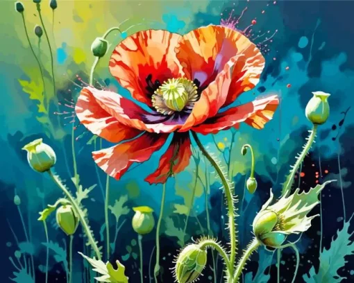 Flower Poppy Art Diamond Painting