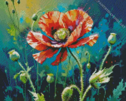 Flower Poppy Art Diamond Painting