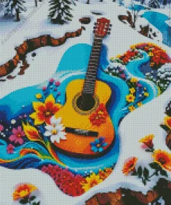 Flower Snow Guitar Diamond Painting