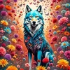 Flower Wolf And Butterflies Diamond Painting