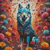 Flower Wolf And Butterflies Diamond Painting