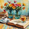 Flowers And Coffee Diamond Painting