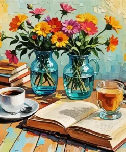 Flowers And Coffee Diamond Painting