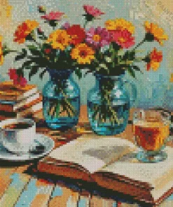 Flowers And Coffee Diamond Painting