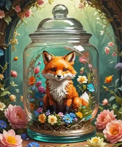 Fox And Flowers Diamond Painting