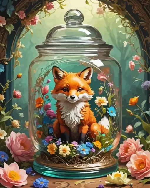 Fox And Flowers Diamond Painting