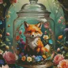 Fox And Flowers Diamond Painting