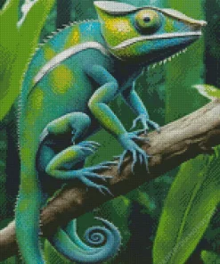 Green Chameleon Diamond Painting