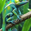 Green Chameleon Diamond Painting