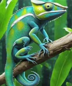 Green Chameleon Diamond Painting