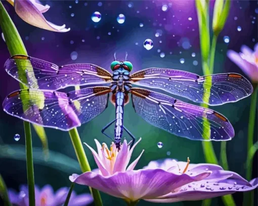 Purple Dragonfly Art Diamond Painting