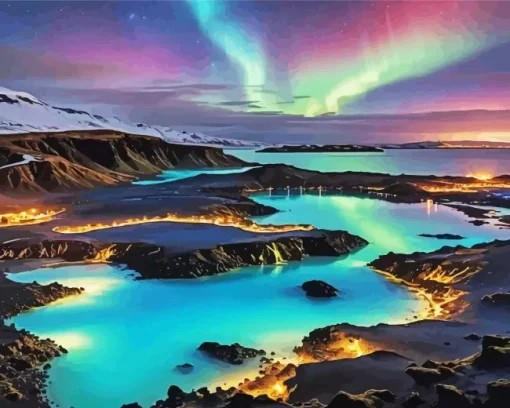 Scenic Blue Lagoon Iceland Diamond Painting