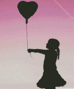 Silhouette Girl With Balloon Diamond Painting