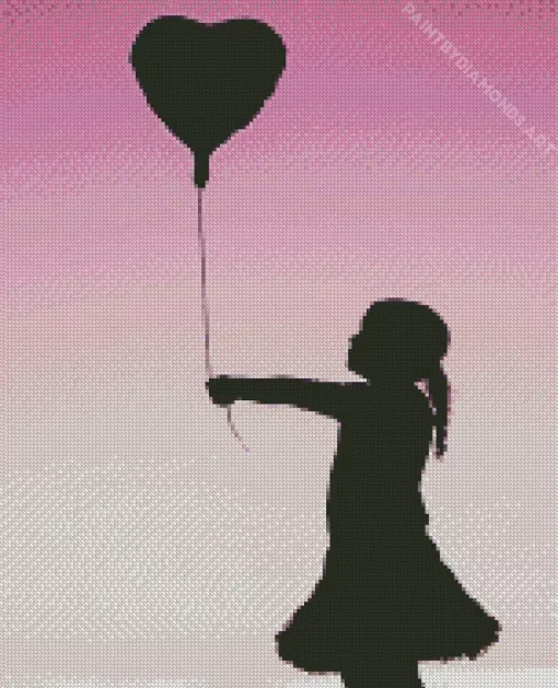 Silhouette Girl With Balloon Diamond Painting