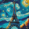 Starry Night Eiffel Tower Diamond Painting