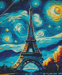 Starry Night Eiffel Tower Diamond Painting