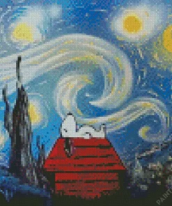 Starry Night Snoopy Diamond Painting