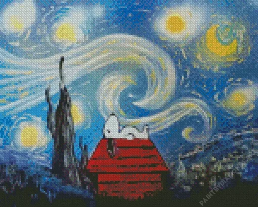 Starry Night Snoopy Diamond Painting