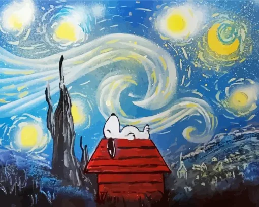 Starry Night Snoopy Diamond Painting