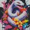 White Flower Snake Diamond Painting