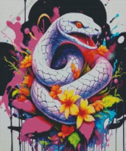 White Flower Snake Diamond Painting