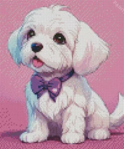 White Morkie Puppy Diamond Painting