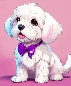 White Morkie Puppy Diamond Painting