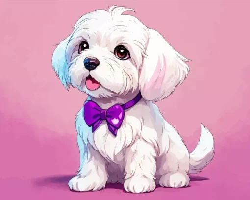 White Morkie Puppy Diamond Painting