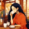 Woman Drinking Coffee Diamond Painting