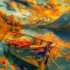 Floral Boat At Sunset Diamond Painting