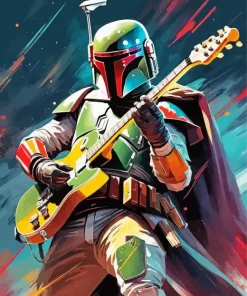 Guitarist Boba Fett Illustration Diamond Painting