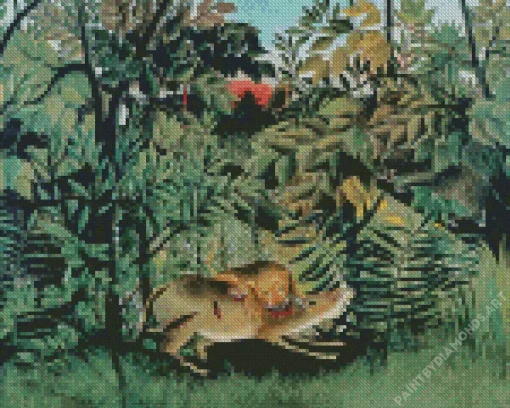 Henri Rousseau The Hungry Lion Diamond Painting