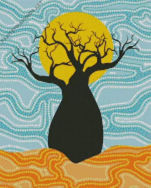 Illustration Boab Tree Diamond Painting