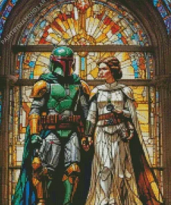 Leia And Boba Fett Stained Glass Diamond Painting